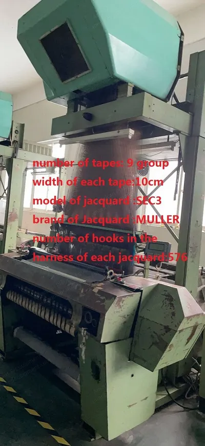 Muller, MBJ, Jacquard Rapier Looms, 9 Tapes, 100mm Tape Width, SEC3 Jacquard, 576 Hooks