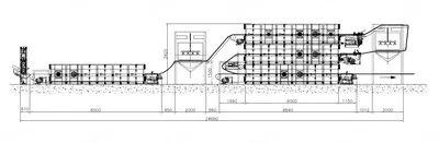 Sicam, Continuous Production Line for Abrasive Waddings, 2000mm Working Width, 3-Layer Oven