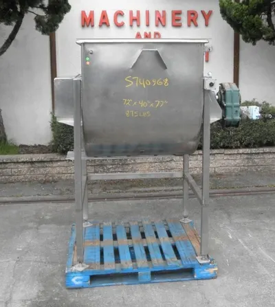 Stainless Steel Paddle Mixer, 20 CF, Hydraulic, 34x36x32 Inch Trough