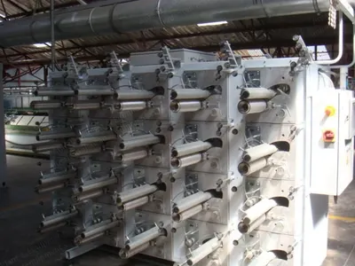 Starlinger, Barmag Line, 2005, for PP Tapes, with Starex 800/75 Extruder, Barmag ATW 250 Winder, Barmag DD 2000/GT Twister