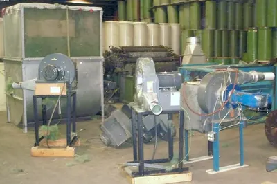 Hunter, Pillow Blowing Line, 48 inch Feed Hopper, Dual Fiber Fans