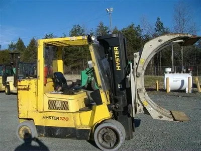 Hyster, S120XMS, 2004, 12000 lb Capacity, Cascade 90F-RCP-312RO Clamp, 163 inch Triple Mast