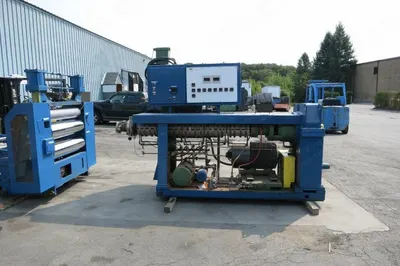 NRM, PM70, 3.5 Inch 24:1 Water Cooled Extruder, 3 Roll Sheet Stack, Shear, 75 HP