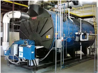 Hurst, Packaged Four Pass Hot Water Boiler, 2008, 800 BHP, 15 PSI, 27600 lb Steam/hr, Natural Gas