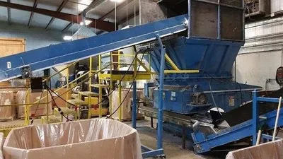 Retech RG52 Shredder, Cumberland 37B Granulator Recycling Line, 100 HP, 15" Rotor