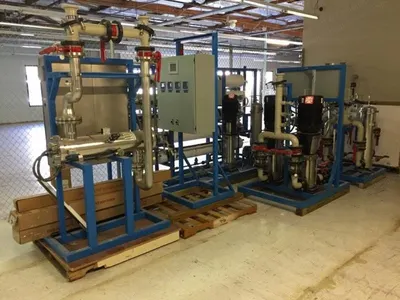 Reverse Osmosis Water Filtration System, Aquionics PMT 200F2, Aquafine RBE-12R, Neslab HX75, 140 GPM