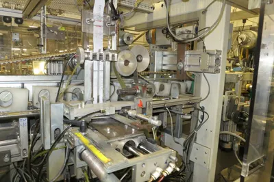 Schmale, Durate 600, 1997, Cross Cutting & Cross Hemming Line for Terry Fabric, 2 Hem Heads, with Pizzardi Mekos MS 03 Folding Machine