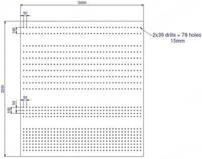 Paul Boers Techniek, Mattress Drill Machine, 2200x2000mm Max Plate Size, 2x39 Drills, 15mm Hole Size