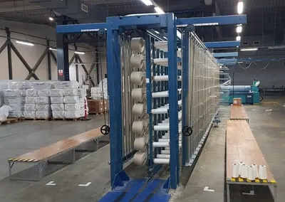 Benninger Sectional Yarn Warping Machine, 2200mm, 1995, 640 Spindles, Mobile Creel