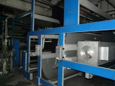 Monforts, Thermosol Dyeing Range, 2002, 3400mm Width, Two Dye Padders, Hot Flue Drying