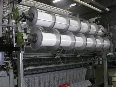 Karl Mayer, MRSSJ 78/1 Jacquardtronic, 1989, 132 Inches, 24 Gauge, 4 Knitting Machines with Warper