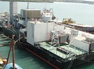 Siemens Westinghouse, W251B11, 1996, Simple Cycle Gas Turbine Power Barge, 48 MW, 50 Hz, 5418 RPM