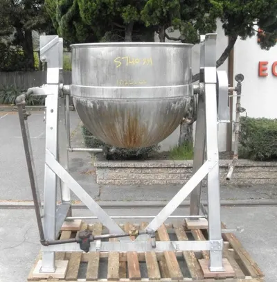 Lee, 150 Gallon, Stainless Steel Jacketed Kettle, Scrape Agitation, 90 PSI