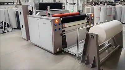 Muratex, 500-2200, Laminating Machine for Foam to Fabric, 2100mm Working Width, 500mm Drum Diameter, with Slitting Unit