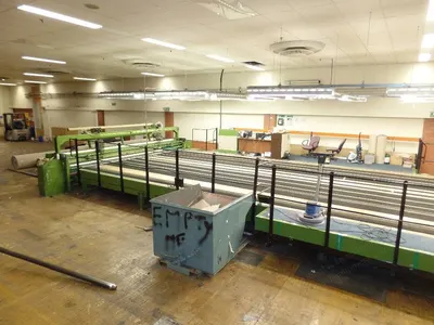Final Inspection Machine with Conveyor, for Backcoated Carpets, with Unwinding, Cross Cutting, Wind-up