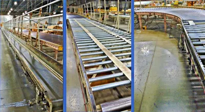 Conveyors for Mattress Plant, Adjustable Height 24" to 48", Motorized and Gravity Sections