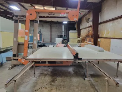 Edge Sweets, TWT-45, Tilt Cutting Machine for Foam, 50" x 11' x 60" Capacity, Cuts Both Ways