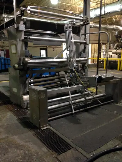 Bianco Opener Slitter, Detwister, 86 inch Scroll Roll, 95 inch Pivot Guiding, 72 inch Turntable