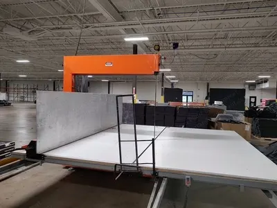 Edge Sweets, EL-3, Vertical Foam Cutting Machine, 50" Throat Height, 72" x 72" Table, 120" Wide