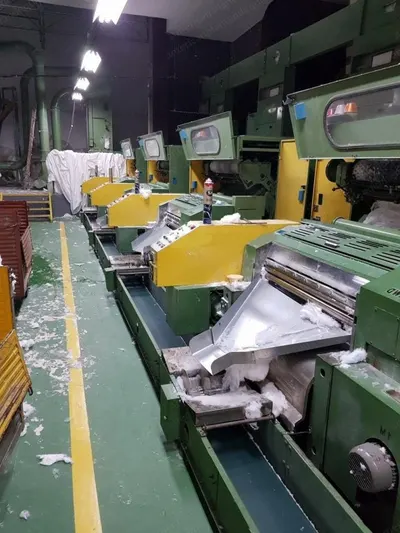 Falubaz, Medical Cotton, 1994, 22 to 25 kg/h, 6 Carding Machines, Zigzag Forming