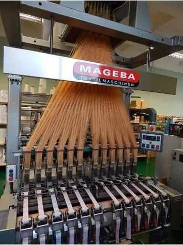 Mageba, SFX 12/35-JJ, 2001, Narrow Fabric Needle Loom, 12 Weaving Stations, 35mm Reed Width, Grosse Jacquard Head 256 Hooks