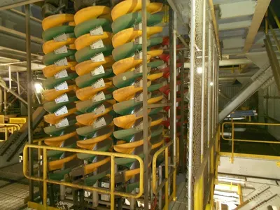 Outotec, MC7000, Dual Lane Spiral Concentrators, 24" Diameter, Seven Turn, Dual Discharge