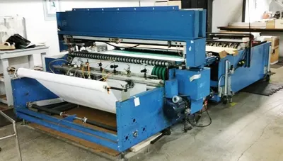 Rosenthal, W-MS-6 UBSHVAA, 72" Sheeter, Pinking Blade, One Roll Unwind, In-Line Slitting, Gamma Stacker