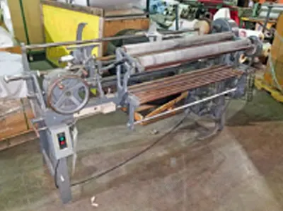 Utica Fabric Roll Slitter and Rewinder, 68" Shaft Length, 12" Blade, 220V