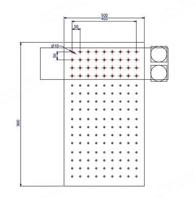 Foam Pillow Drill, Model 101, 50x50mm Hole Spacing, 10mm Hole Size, 36 Drills