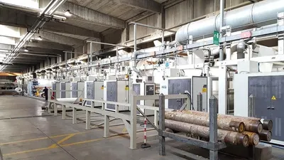 Mario Crosta, Complete Raising & Shearing Line, 1997, 1800mm Working Width, 10 Raising Machines, 3 Shearing Machines