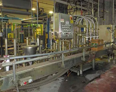 JIB Liquid Filling Line, 4-Spout, 15 to 20 Jugs/Minute, 1 inch Nozzles
