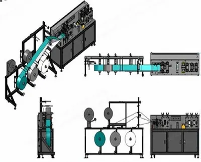 NovaStar, FM306, Semi-Automatic Mask Making Machine, 1 Blank Machine, 3 Ear-Loop Welding Machines