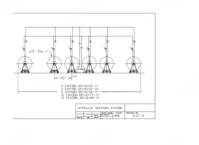 Menzel, Rotation Station and A-Frames, 85" Face Width, 8 Wet Duty A-Frames, 8 Position