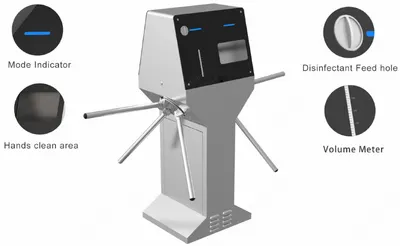 NovaStar, SZ106, Turnstile with Automatic Hand Sterilizer, Stainless Steel 304, 550mm Passage Width
