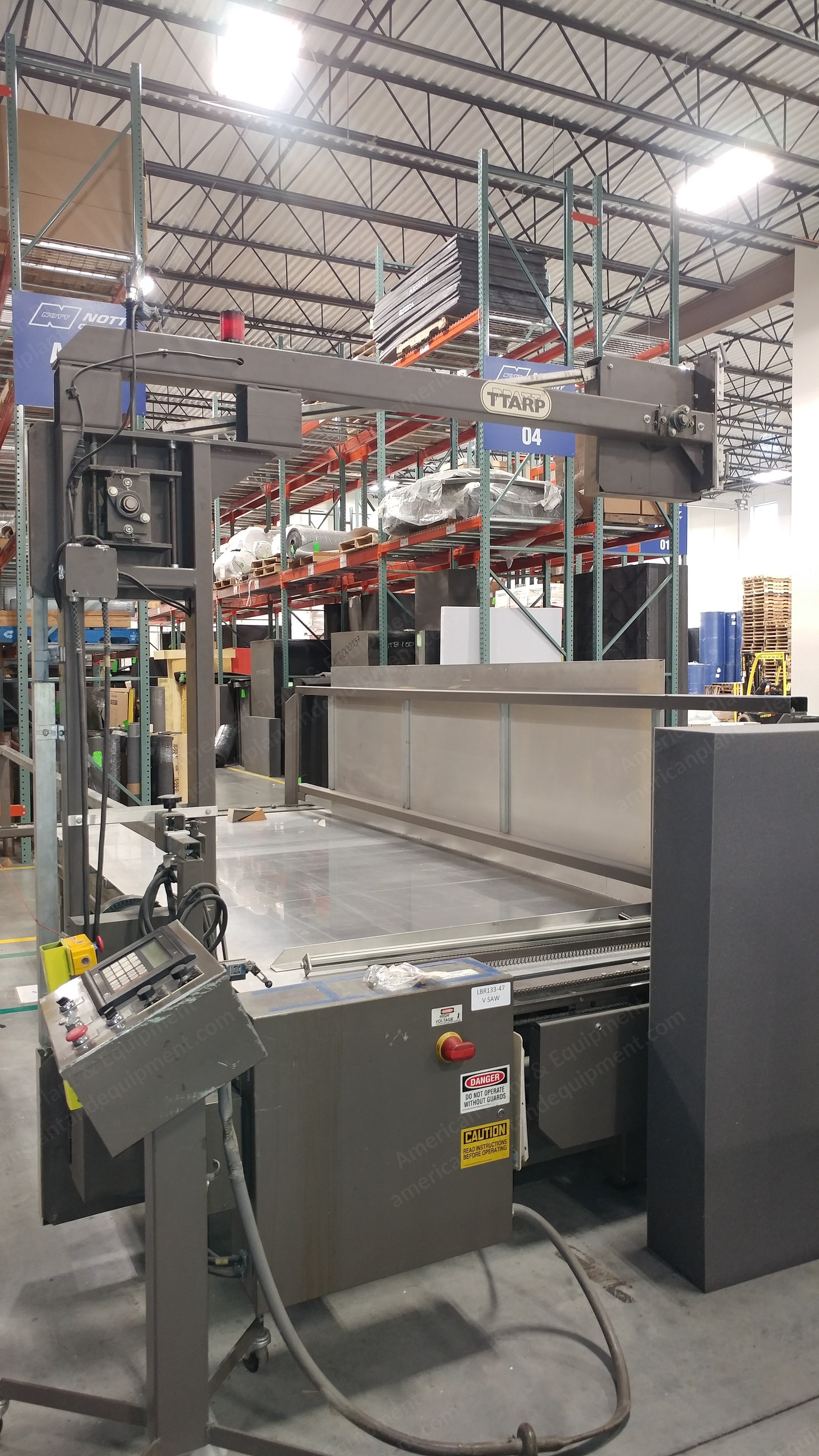 Ttarp, AVS-56-W3, 1999, Automatic Vertical Foam Saw, 66 Inch Fence to Blade, 120 Inch Cut Length, 36 Inch Fence Height