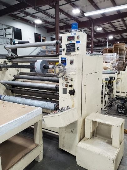 Dusenbery, Model 815-LR, Duplex Slitter Rewinder, 65 inch, 28 inch Rewind Diameter, 40 inch Unwind Diameter
