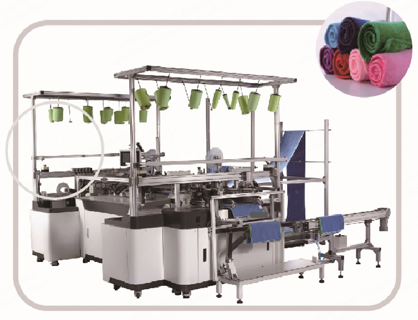 NovaStar, WM409, Fully Automatic Microfiber Towel Machine, Overlock Two Edges, Auto Label-Sewing, Auto Stack-Up