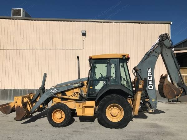 John Deere, 410J, 2007, Backhoe Loader, Full Cab, Extend-A-Hoe, Clamshell Front Bucket