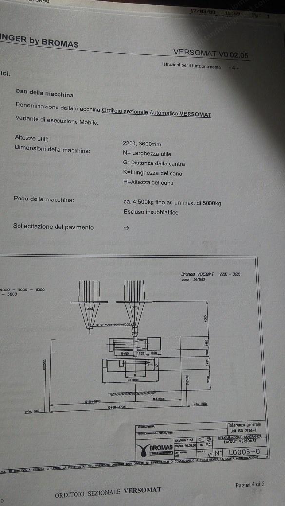 Benninger, Versomat, 2005, Sectional Warper, Width 2200mm, Conic 1/8, 560 Cones