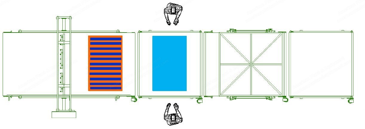 Meler, 50/4, 2016, Hot-Melt Gluing Line, with Pneumatic Press, 2100x2100mm Feeding Table