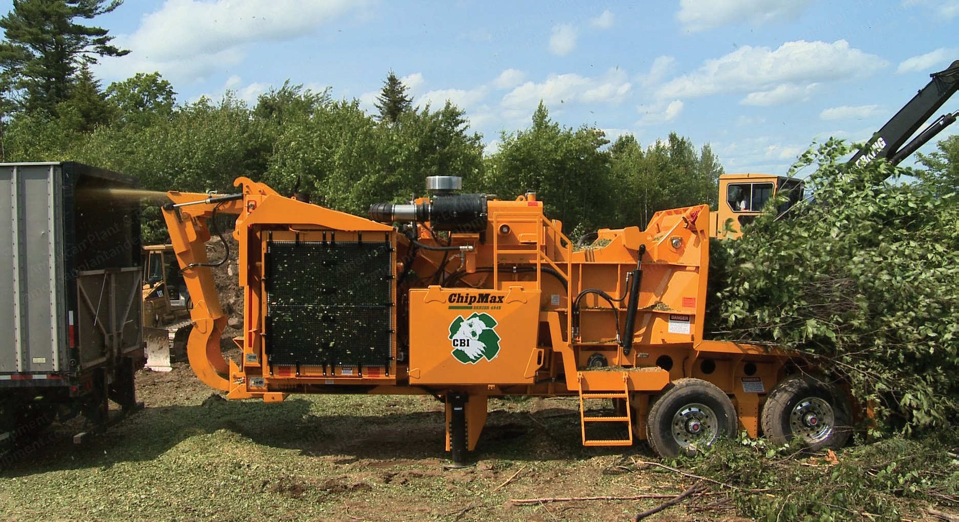 CBI, TBC 435, Caterpillar C18 765 HP Engine, 48 inch Infeed Width, Rubber Tire Wood Chipper