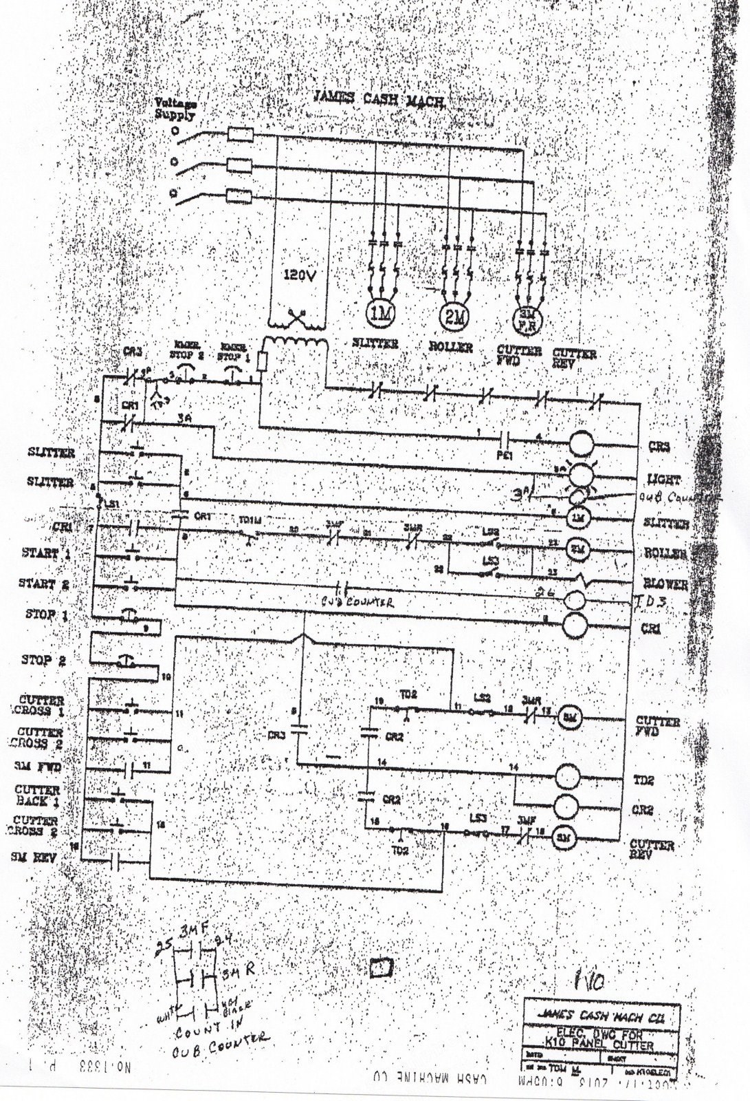 James Cash, K-10, Electrical Diagram for Panel Cutter