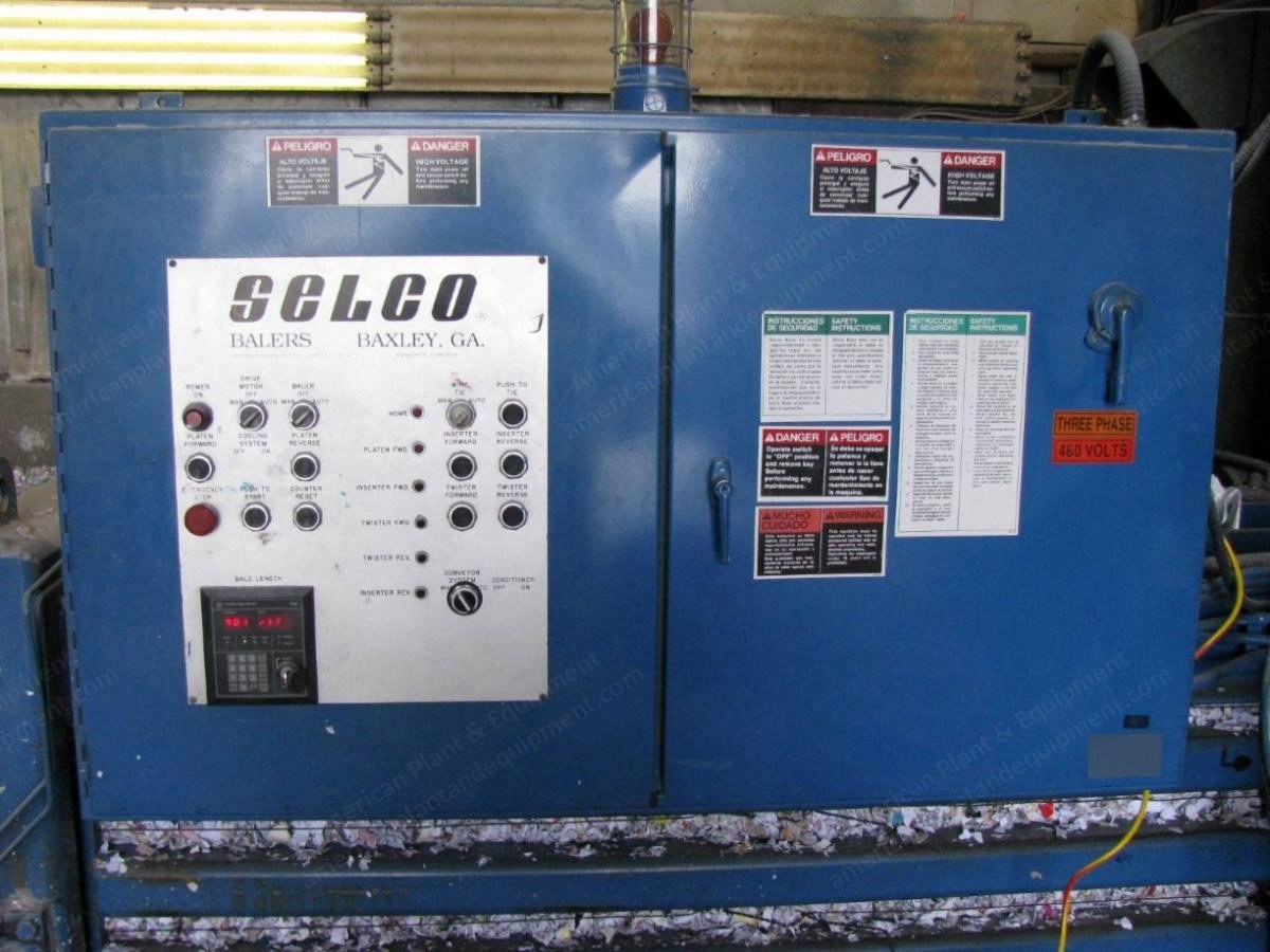 Selco, HSO-106A-20, Automatic Tie Baler, 20 HP, 6" Cylinder, with Infeed Conveyor