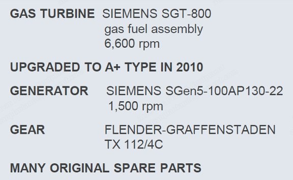 Siemens, SGT-800, 47.5 MW, Gas Turbine Generator, 118120 EOH