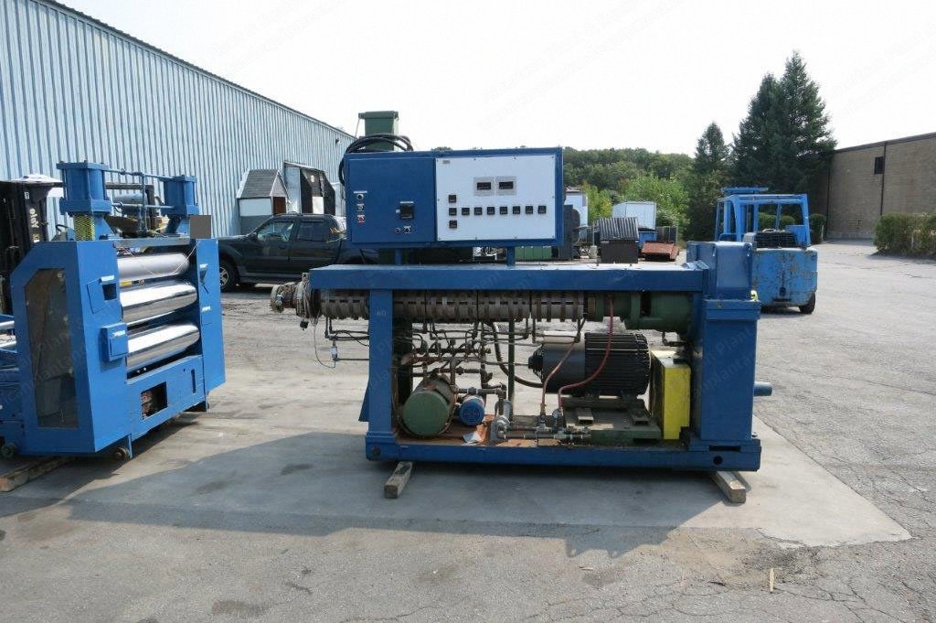 NRM, PM70, 3.5 Inch 24:1 Water Cooled Extruder, 3 Roll Sheet Stack, Shear, 75 HP