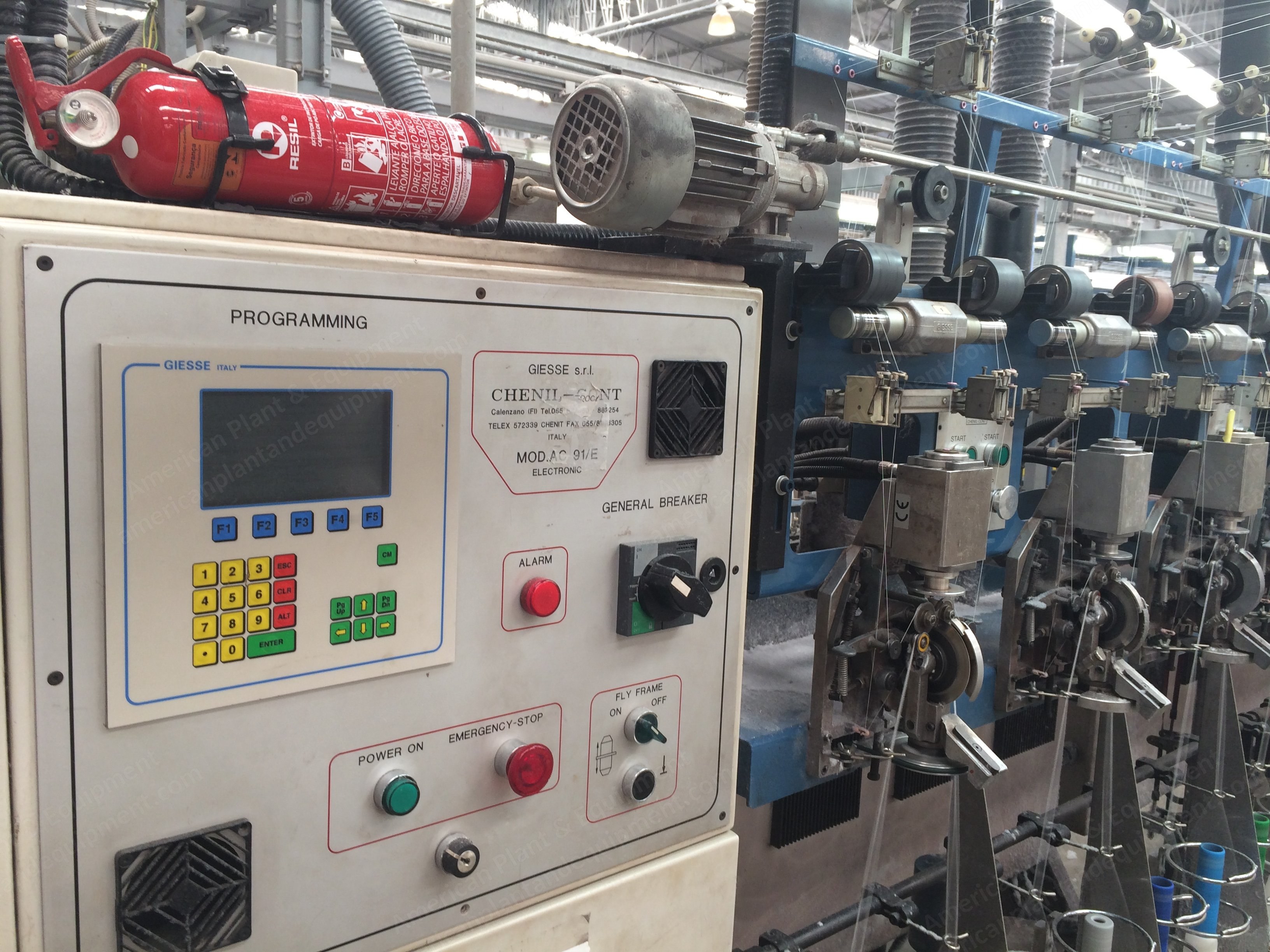 Giesse, AC91/3 and SL2000, 1997 to 2001, Chenille Plant with 7 Chenille Machines, 5 Atucci AG3 Rewinding Machines, Steamer and Boiler