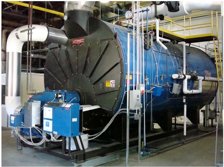 Hurst, Packaged Four Pass Hot Water Boiler, 2008, 800 BHP, 15 PSI, 27600 lb Steam/hr, Natural Gas
