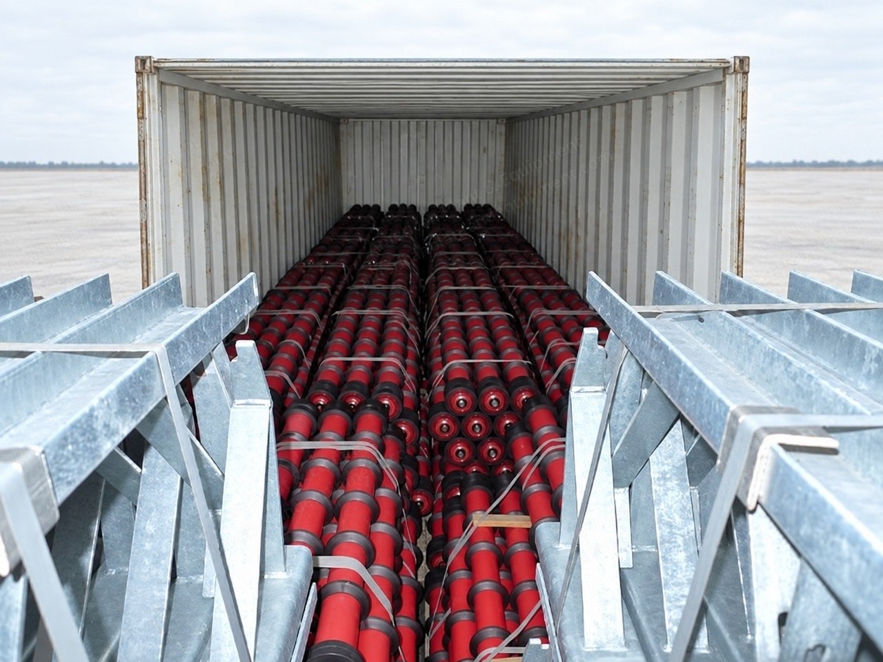 Sandvik-Svedala, New Troughing Idler Set for a 1200 mm Belt Conveyor, about 2,200 m: 2,350 Carrying Stations, 5,010 Carrying Rolls, 770 Return Rolls, 1,972 Covers, Lot
