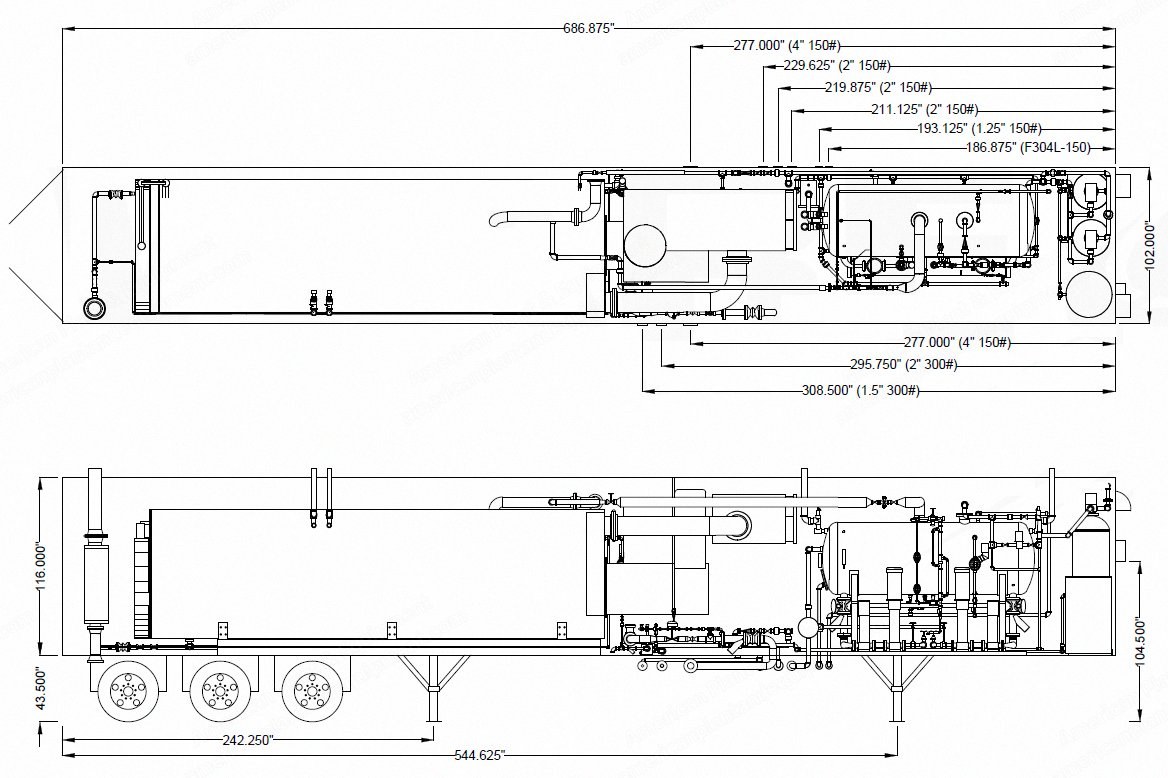 Trailer Mounted Boiler Room, RB798, 1000 HP, 250 PSI, 34500 lbs/hr, 57-Foot Semi Trailer