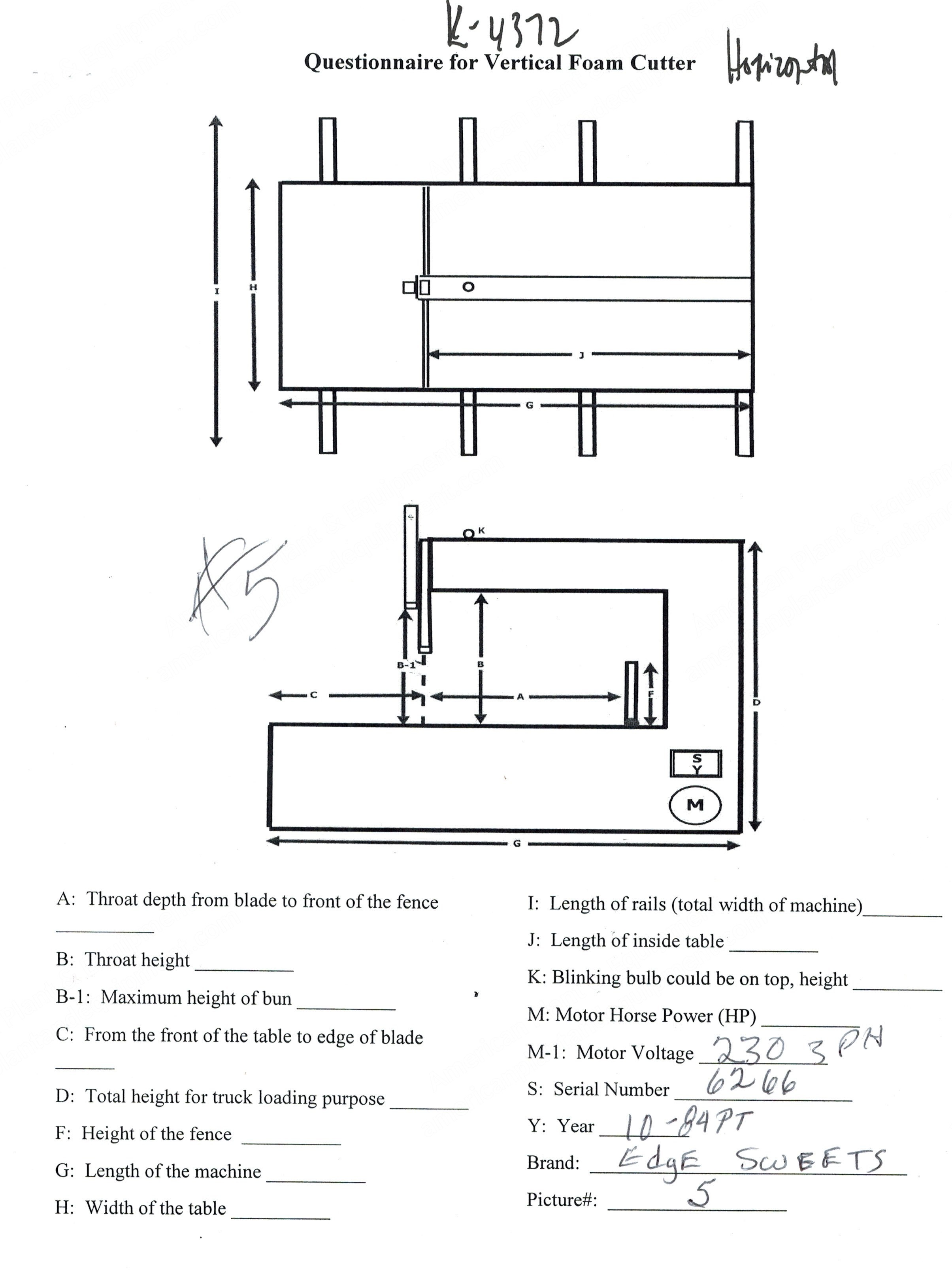 Edge Sweets, 10-84PT, 1992, Horizontal Saw, 84x132 inch Table, 12 inch Cutting Height